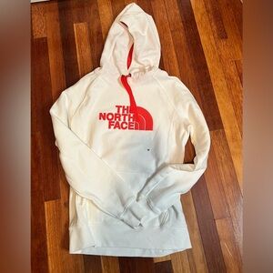 The North Face Cream Half Dome Hoodie with Coral Accents